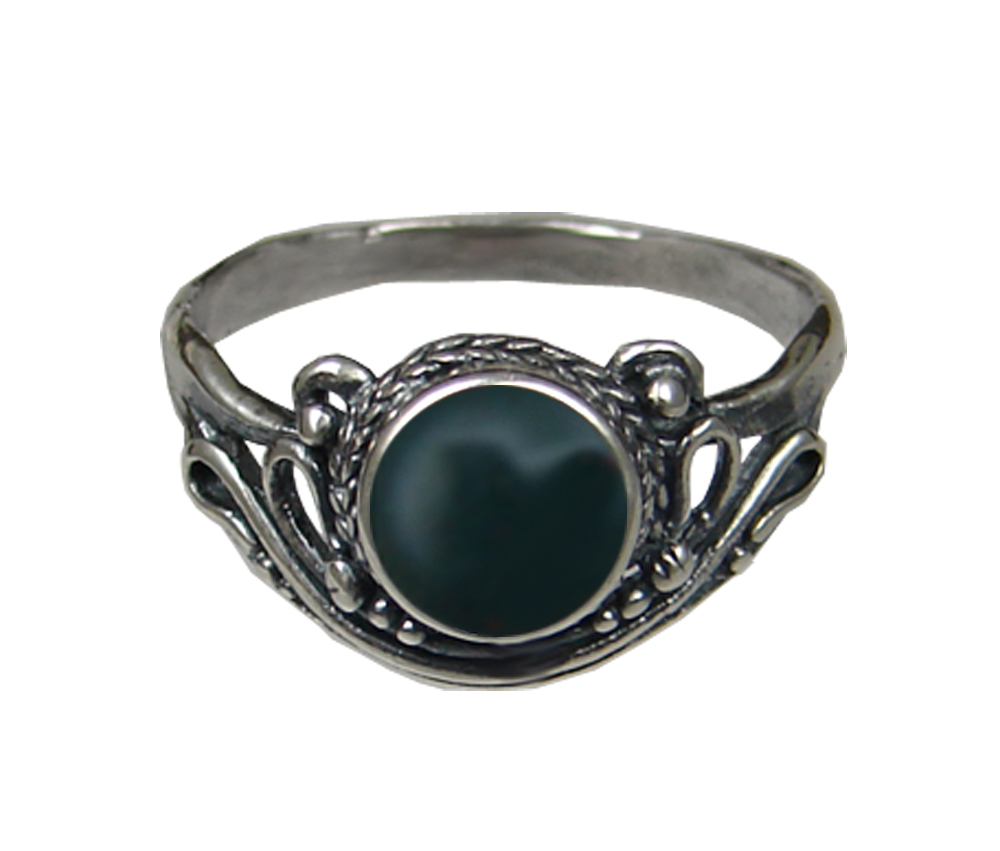 Sterling Silver Ring with Bloodstone Size 6